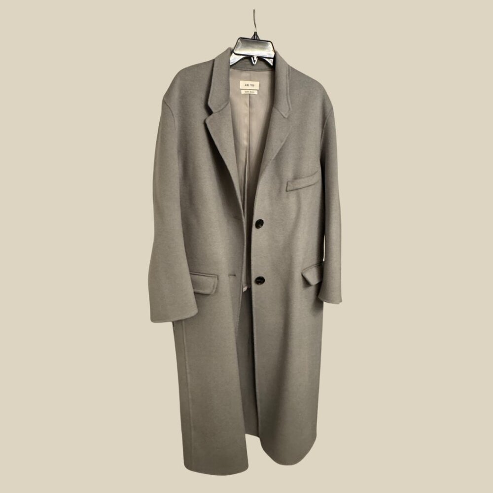 ARE YOU Handmade Gray Long Wool-Blend Coat | Size F (Free Size)